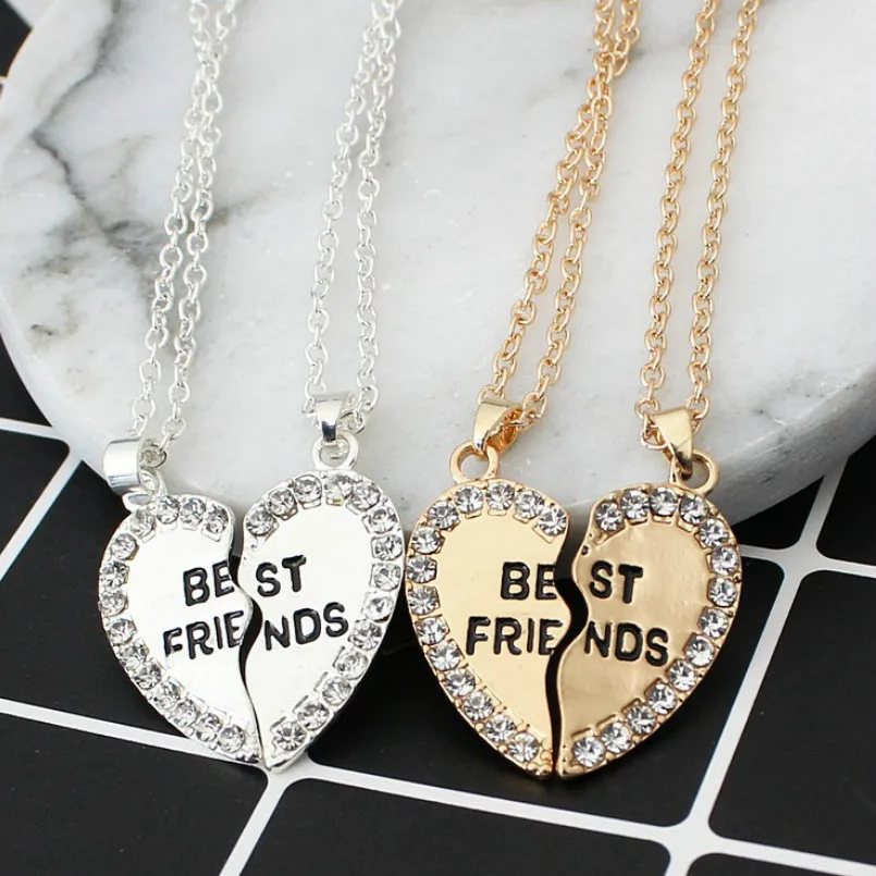 

2018 New Good Friends Love British Pendant Pendant Necklace Fashion Two Crystal Alliance Best Friends Wholesale Necklace