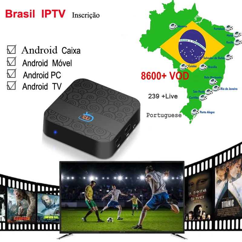 1 месяц Бразилия apk IP tv для любого android box android mobile и android tv с live+ vod+ воспроизведение