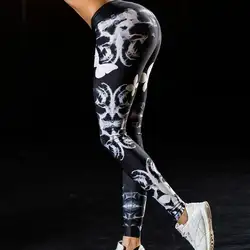 Женские Модные Стрейчевые брюки для фитнеса с 3 принтами