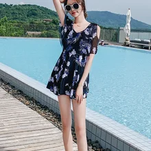 Женский купальный костюм, присоединенные к консервативной и стройной весенней юбке, с плоским углом, большой ярд, для студентов, стиль