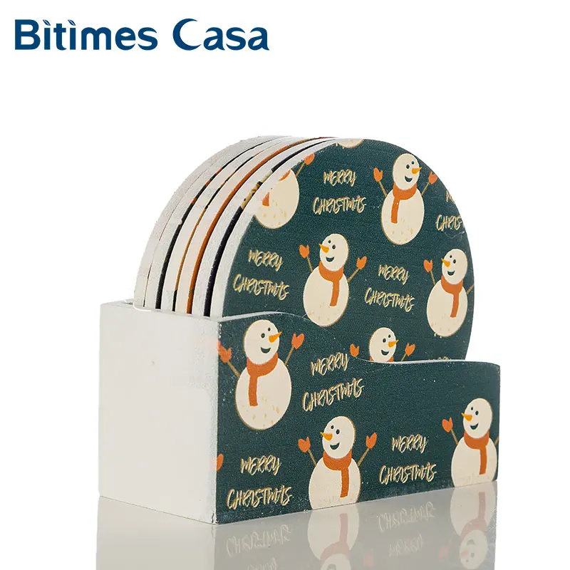 Printng Angel Merry Christmas настольная подставка кофейная чашка кружка коврик деревянная МДФ 6 шт. набор Рождественский подарок украшение дома