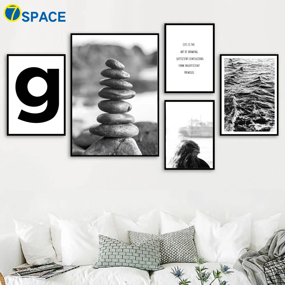

Sea Stacked Stones Quotes Nordic Posters And Prints Wall Art Canvas Painting Decoration Pictures For Living Room Quadro Decor