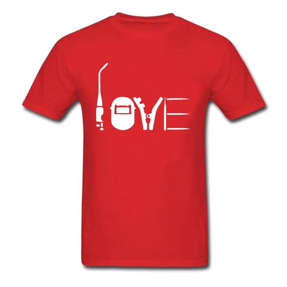 LOVE-WELDING T-shirts for Men cosie Summer Tops Shirts Short Sleeve 2018 New Fashion Design Tee Shirts Crewneck 100% Cotton LOVE-WELDING red