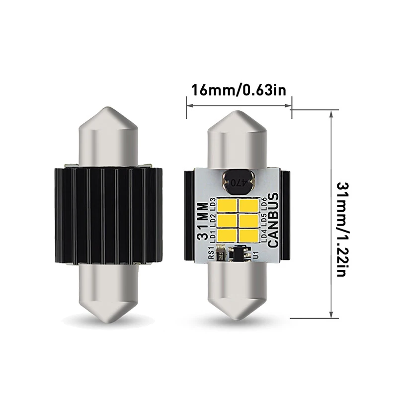 2x OXILAM гирлянда 31 мм 36 мм 41 мм белый Светодиодный лампочки Canbus 6SMD 3020 салона светильник ing чтение купольная лампа номерного знака светильник 12V