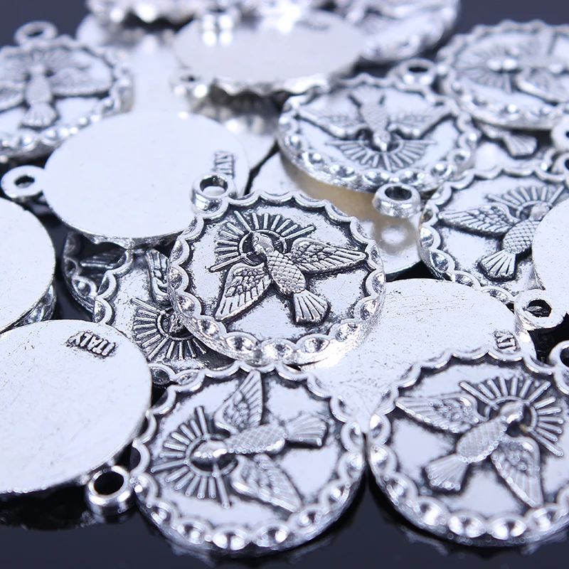 

100Pcs Antique Silver Tibetan Silver Tone Peace bird Angel Religious Charms Pendantds Zinc Alloy Fit Bracelet Necklace