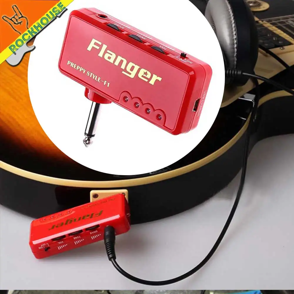 

KOKKO Mini Guitar Pocket AMP Headphone Output Metal Distortion AMP Simulator Effects Portable Amplifier Built-in lithium battery