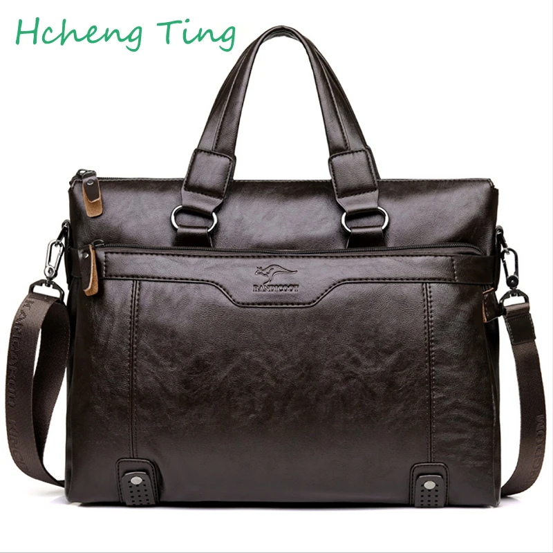Brand Kangaroo Men Casual Briefcase Business Shoulder Leather Messenger Bags Computer Laptop Handbag Men's Travel Bags 2016 men casual briefcase kangaroo business shoulder bag leather messenger bags computer laptop handbag bag men s travel bags