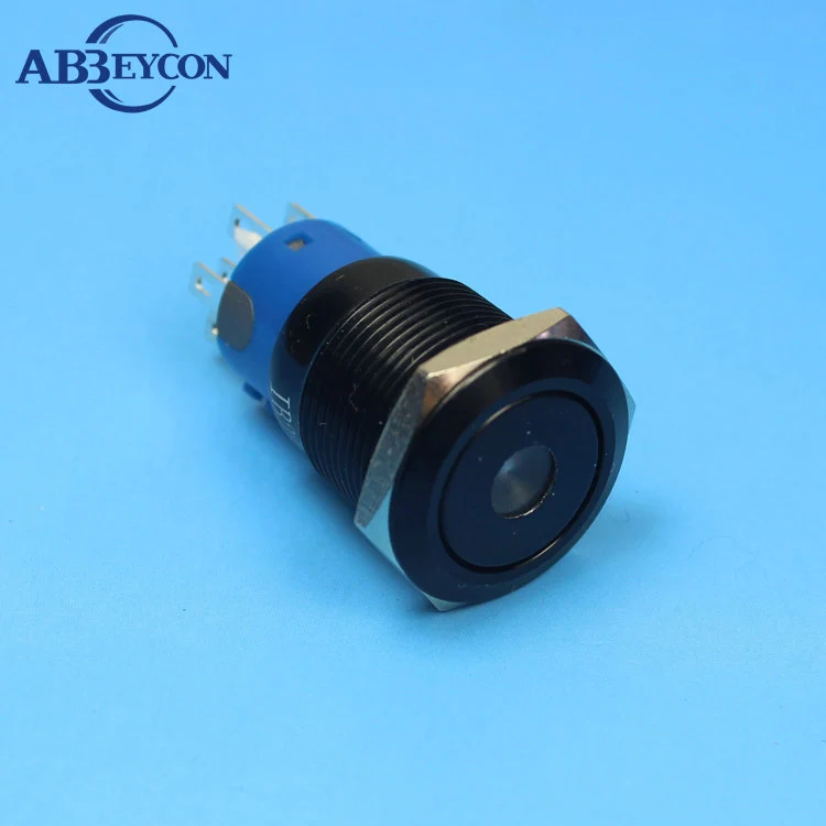 

1971F Momentary 19mm 1NO1NC black anodized illuminated anti-vandal switch black button switch