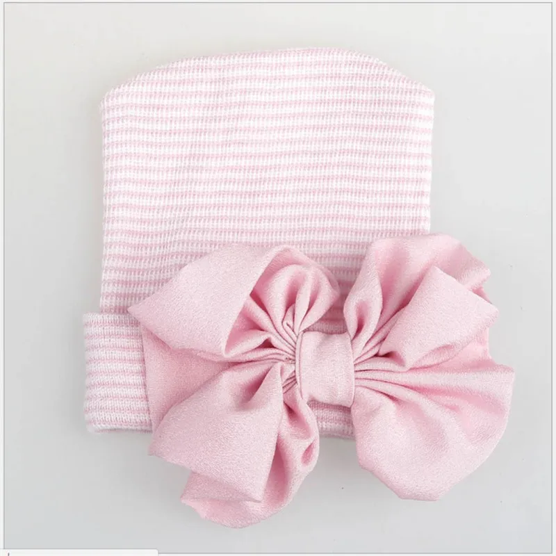 Шапка для новорожденных однотонные белые Розовая Повязка на голову в полоску для девочек; Детские шапки мягкие ободки для девочек с бантом-бабочкой; Детские аксессуары по уходу за волосами - Цвет: C