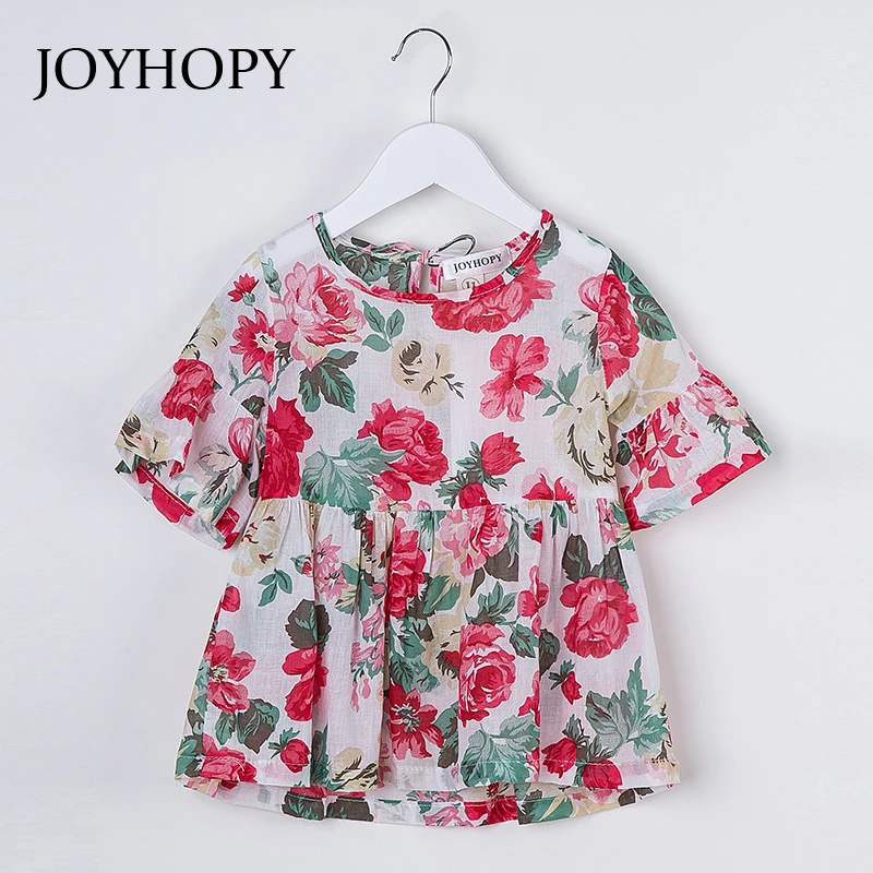 

New Summer Children T shirts Princess Flower Print Kids Girl T shirt and Top Baby Girls Tees Chiffon clothes clothing