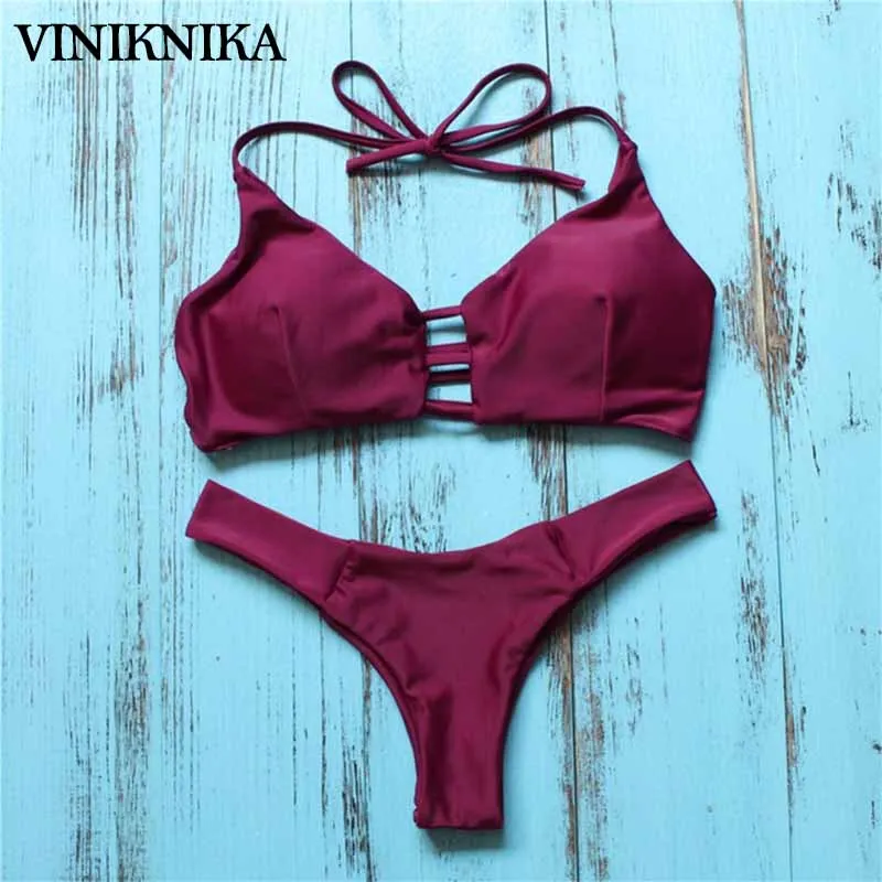 

VINIKNIKA Sexy Banded Wine Red Duplex Bikini Swimsuit Sexy Beach Swimsuit Brazilian Bikin Maillot De Bain Bikini Suit Push Up