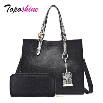 

Toposhine Two-Piece Composite Bag Ladies Handbag Crocodile Stitching Shoulder Bag Casual Wild Messenger Bag
