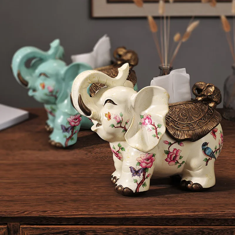 

The elephant ornaments European luxury box retro decor Home Furnishing high-grade living room table multifunctional box