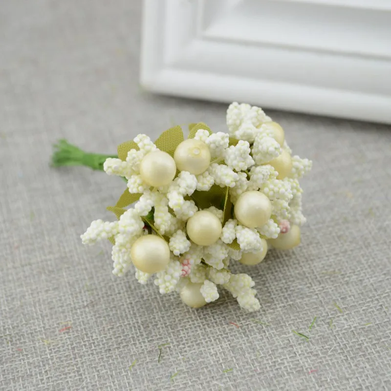 10 шт пена для искусственных цветов цветок бутон Сделай Сам венок Материал невесты на запястье прекрасный цветок свадебный цветок украшение - Цвет: milk white
