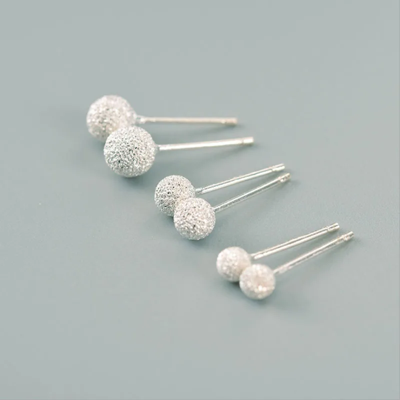 Серьги гвоздики из серебра 100% пробы с матовым шариком 3/4/5 мм|stud earrings|earrings unisexearrings