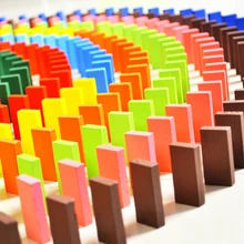Juego de bloques de dominó de madera de color para niños, juguete educativo Montessori divertido para Educación Temprana, regalo, 120 unids/set por juego