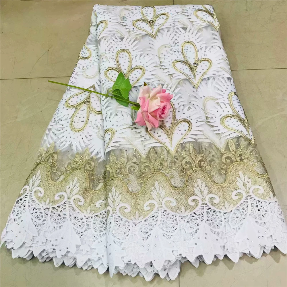 

African Lace Fabric 2019 Embroidered Nigerian stone Laces Fabric High Quality French Tulle Lace Fabric For Women