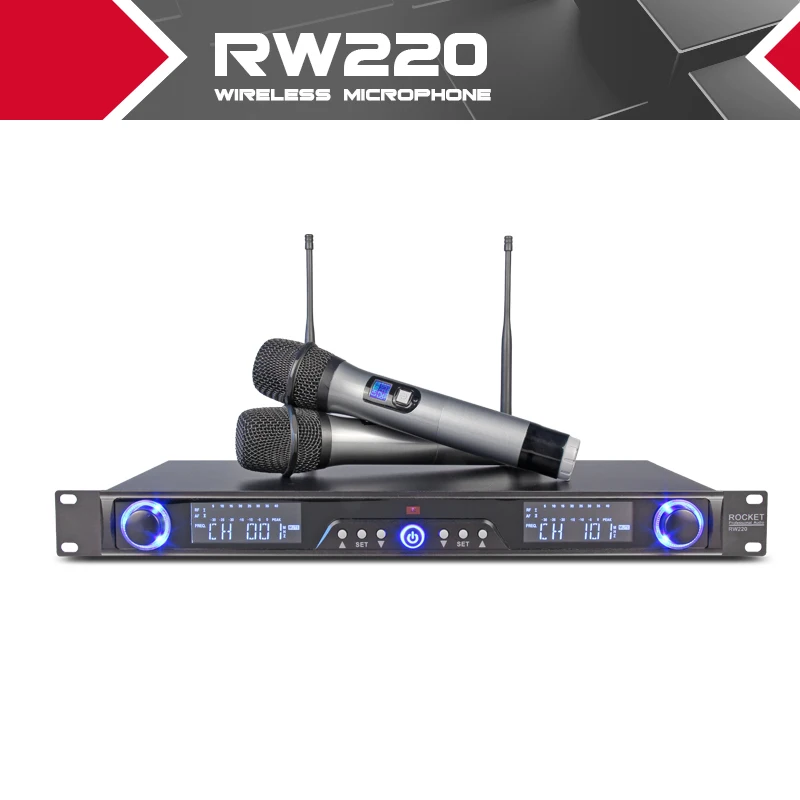 Prix pour 200 Canal Parfait pour Chanteur sur Scène Microphone!!! FUSÉE RW220 Vrai diversité Double UHF De Poche Sans Fil MIC Système Prix pour 200 Canal Parfait pour Chanteur sur Scène Microphone!!! FUSÉE RW220 Vrai diversité Double UHF De Poche Sans Fil MIC Système