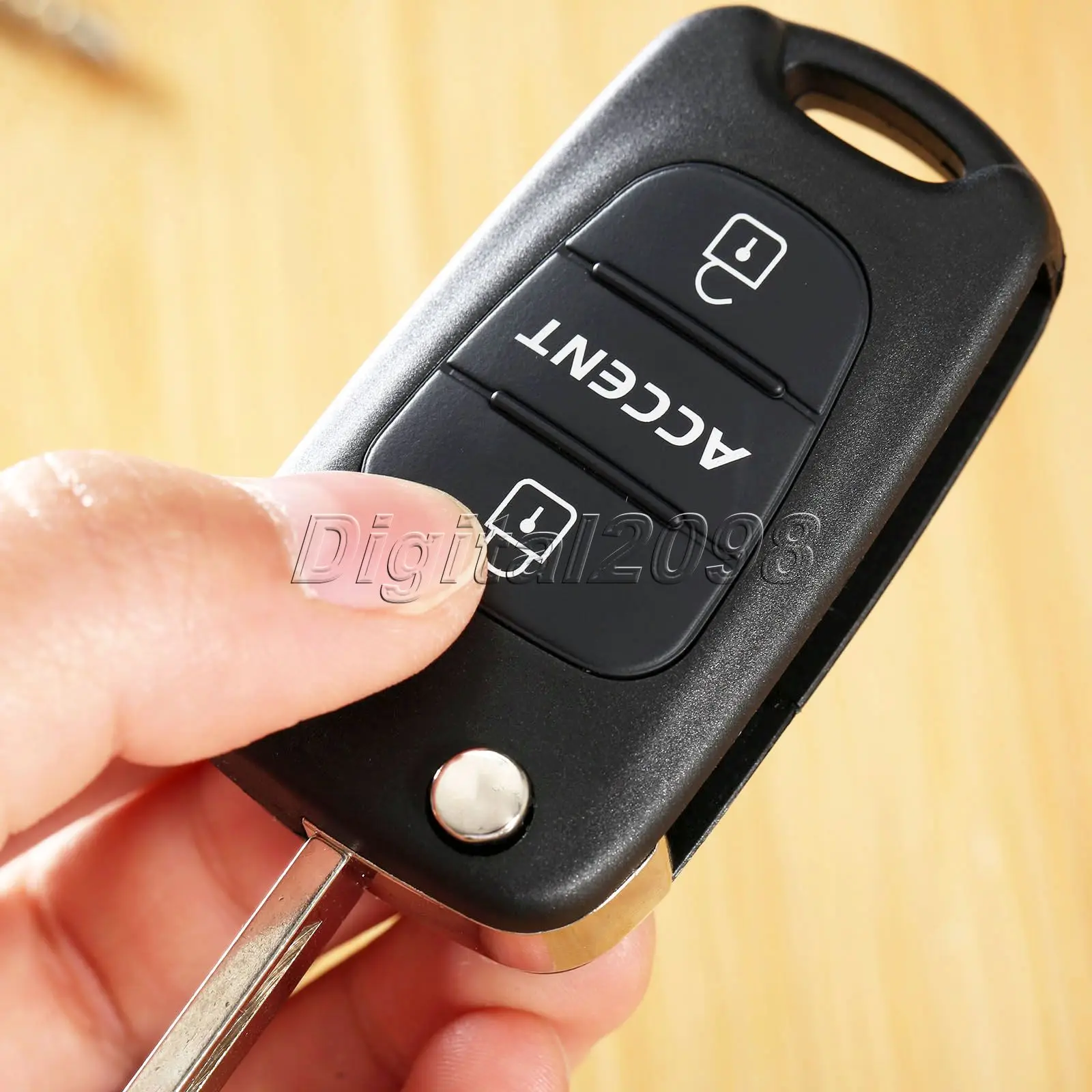 

Yetaha Replacement 3 Buttons Flip Folding Remote Key Shell Case for HYUNDAI Accent Car Alarm Housing with LOGO Keyless Entry Fob