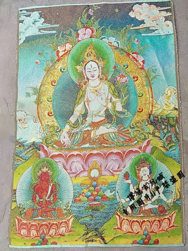 Nepalese thangka paintings tibetan tantric buddhas gold silk embroidery Nepalese thangka paintings tibetan tantric buddhas gold silk embroidery