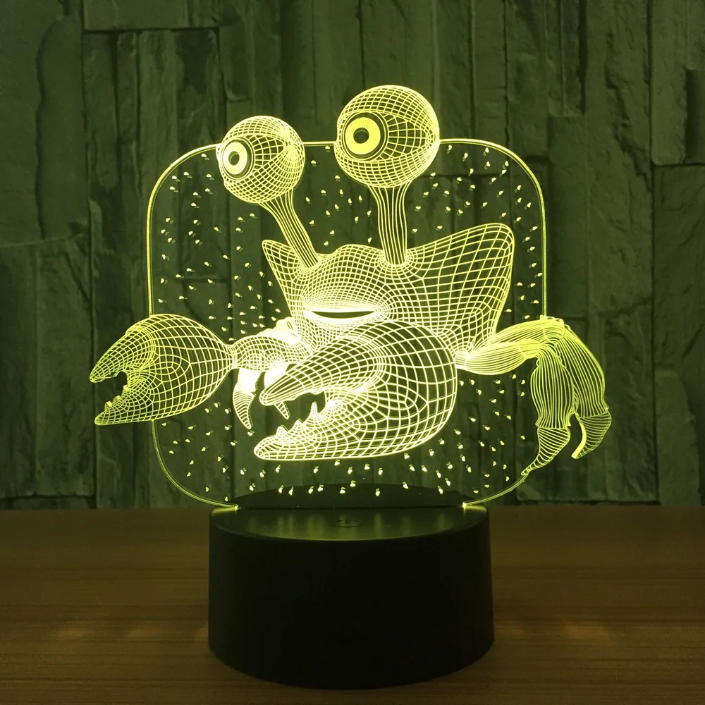 Краб 3D иллюзия настольная лампа 7 цветов ночник для детей ночник Детский семейный подарок на праздник