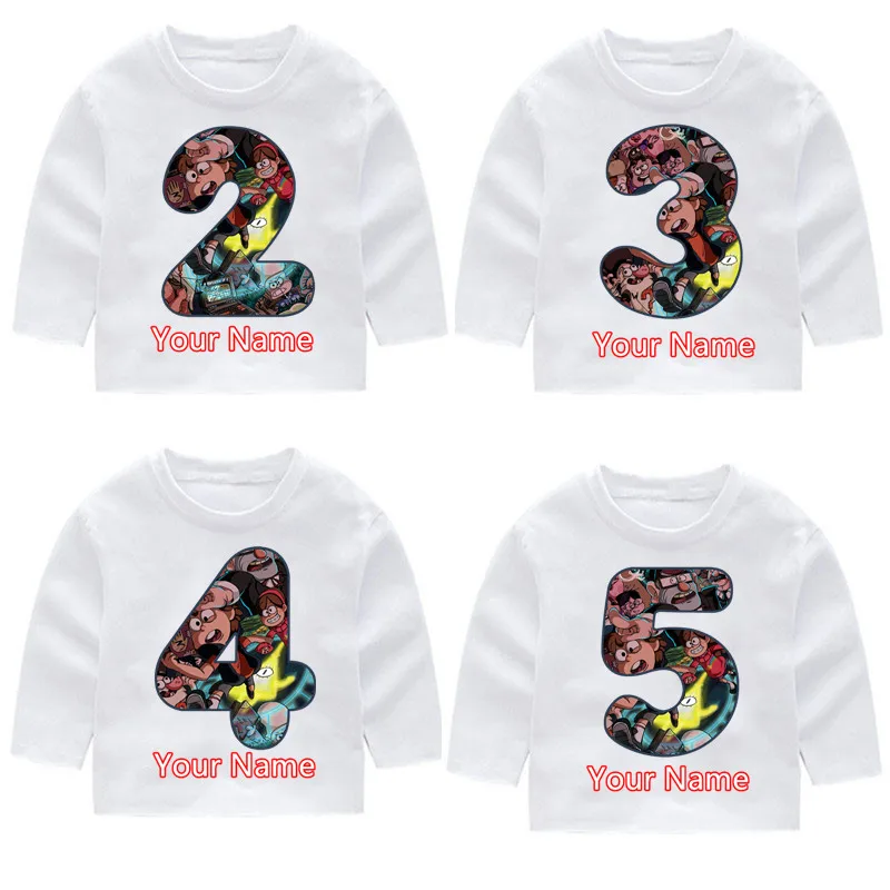 

Gravity Falls Children's Fashion Cotton Birthday Number Long Sleeve T-shirts Kid's Long Sleeve Tops Baby Girl Harajuku Clothes