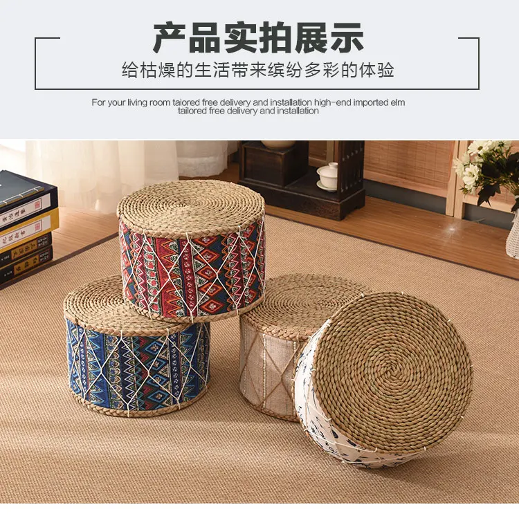 Japanese-style straw sit pier round futon handmade thick living room lazy home adult tatami shoe sofa Stool Seat