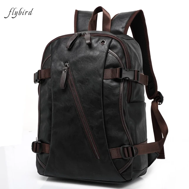 FLYBIRD PU Leather Backpacks Waterproof Backpack Motorcycle Laptop
