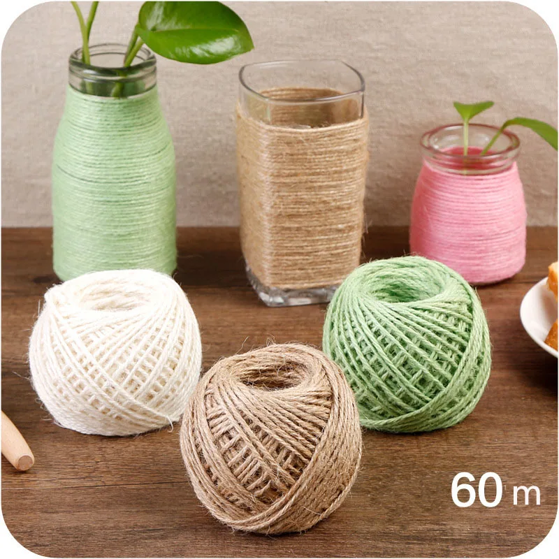 

NEW natural jute rope 60m Wrap Wedding Party Decoration Craft Necklace Making DIY Xmas Decor Burlap String Cord Gift Packaging