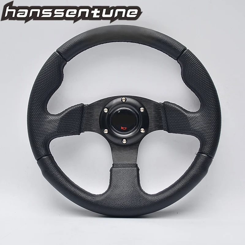 

HANSSENTUNE Universal PVC Leather Steering Wheel Good quality Auto Racing Black color 320MM 13inch