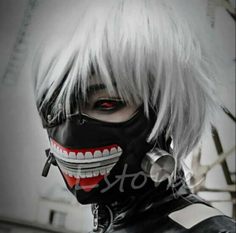 Аниме Токийский Гуль Kaneki костюм кэна Хэллоуин вечерние Косплей Регулируемая Маска с замком-молнией