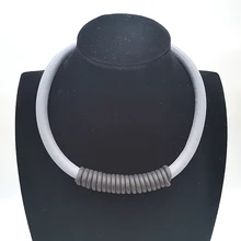 YD& YDBZ новые резиновые извилистые ожерелья для женщин ожерелье серая и Черная веревка ручной работы колье ткань аксессуары панк ювелирные изделия