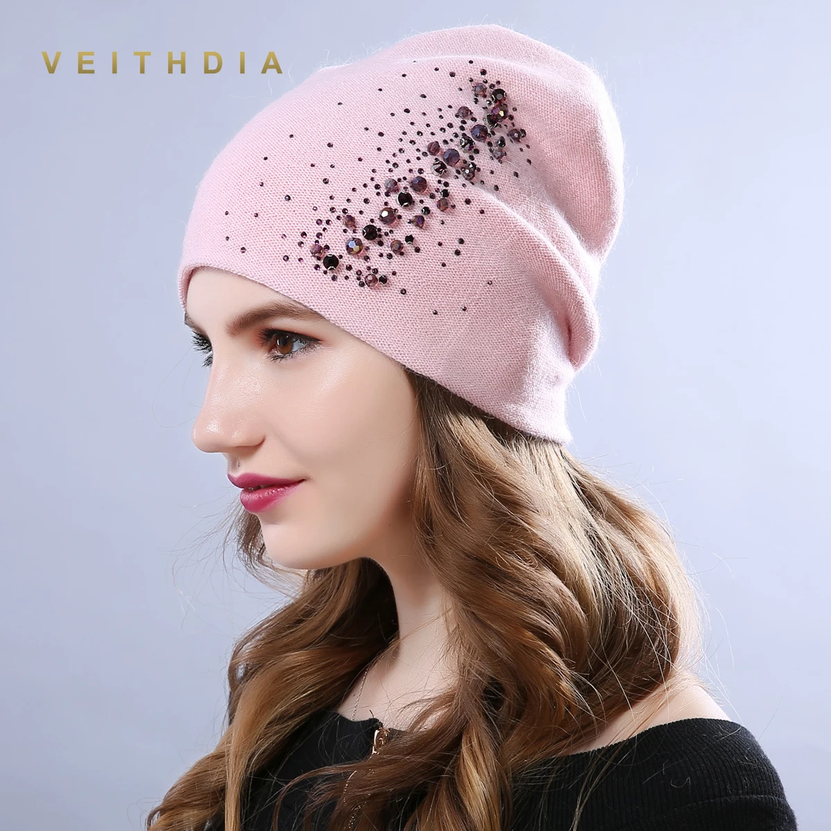Женские кашемировые шапки VEITHDIA повседневные плотные двухслойные вязаные для