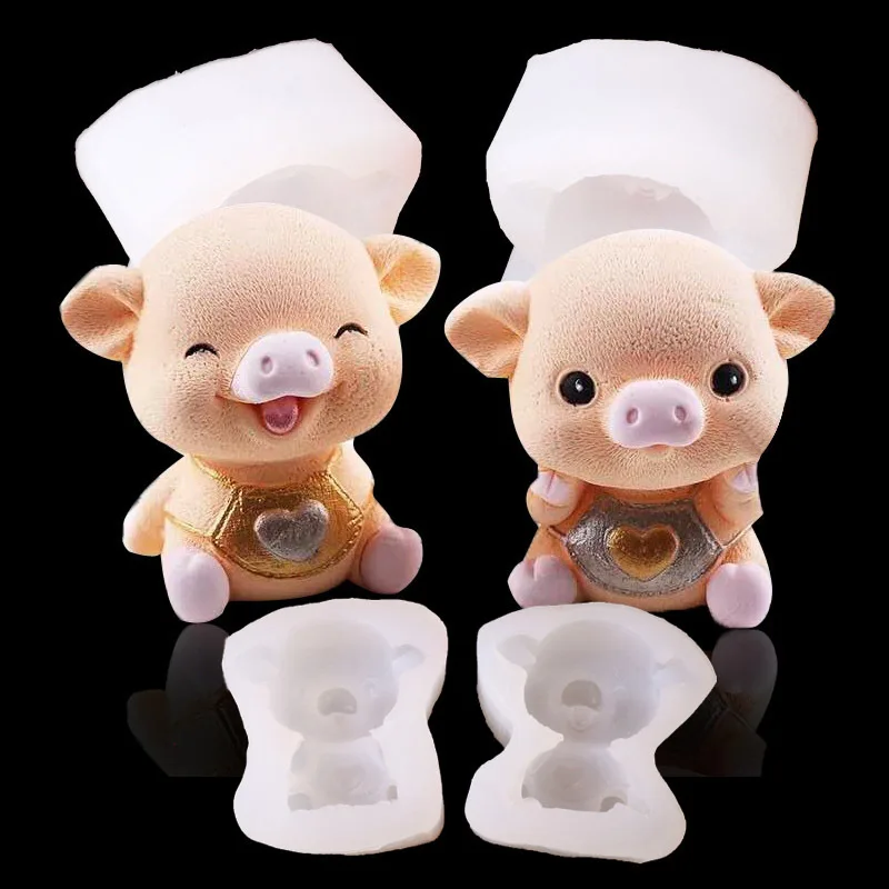 

Cute cartoon pig Fondant cake Silicone mousse mold 3D stereo Soft clay modeling tool Handmade plaster ornaments