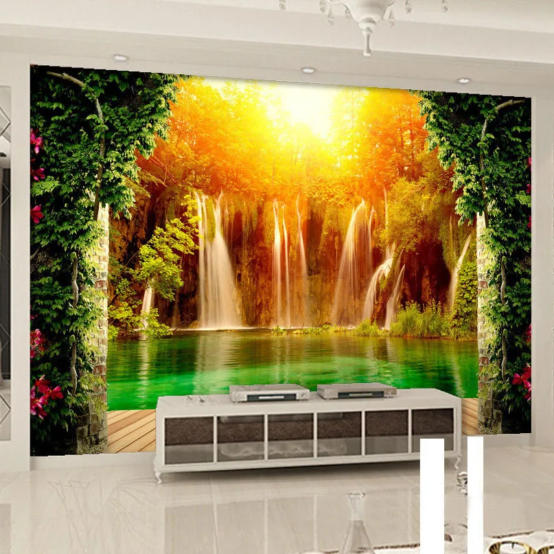 Custom-3D-Photo-Wallpaper-Waterfall-Pastoral-Natural-Landscape-Photography-Background-Wall-Mural-Living-Room-Bedroom-Wall