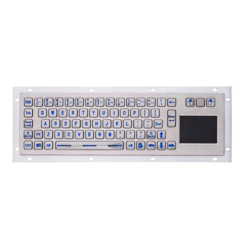 USB клавиатура для киоска из нержавеющей стали IP65 с подсветкой и тачпадом
