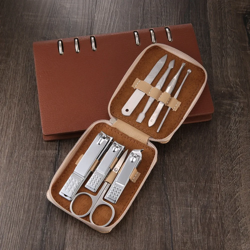 

8PCS/set Stainless Steel Nail Kit,Nail Art Manicure Tools Set Manicure Sets Stone Pattern Case For Nail Manicure Nails Clipper S