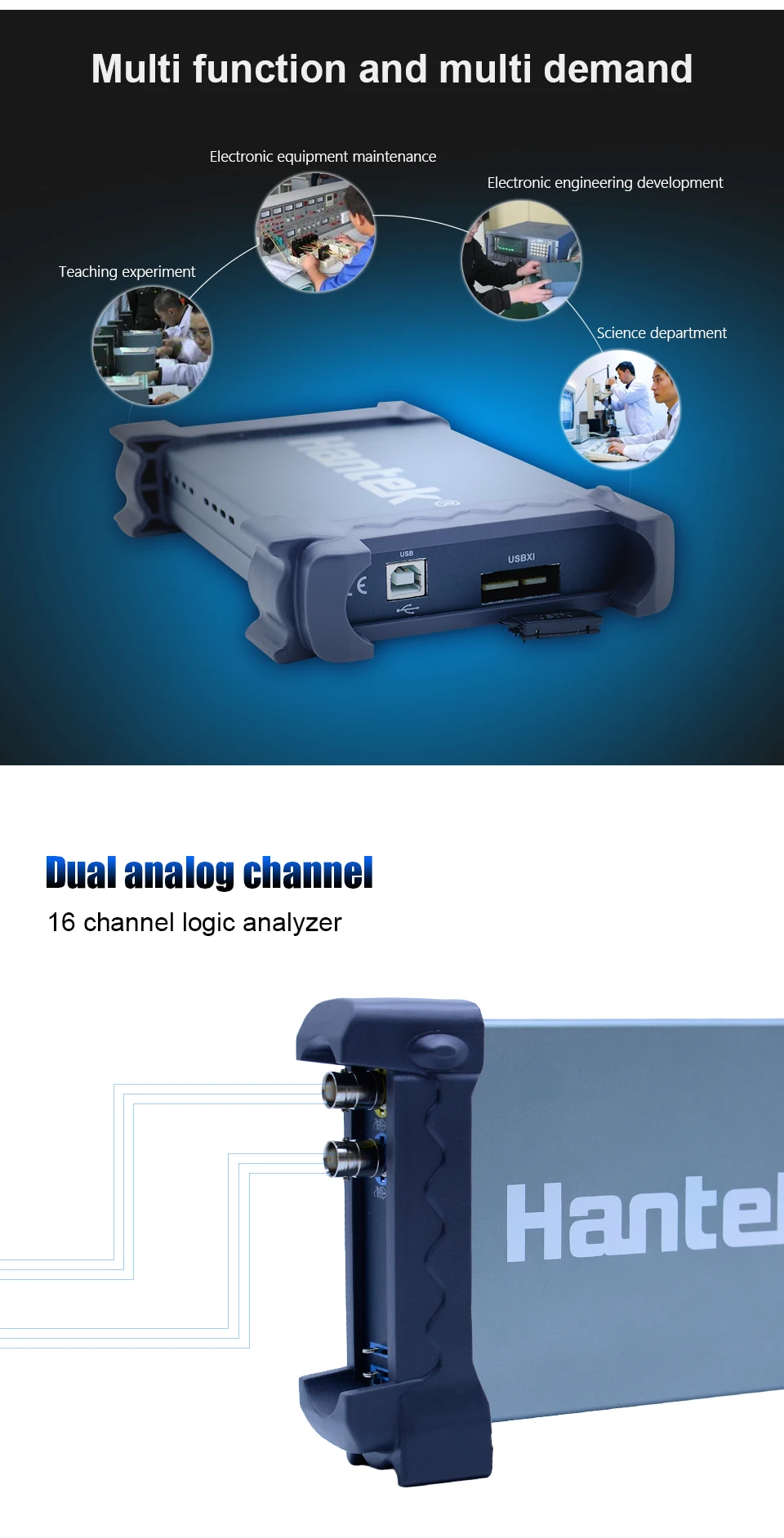 Hantek 6022BE PC USB портативный осциллограф цифровой накопитель 2 канала 20 МГц 48MSa/s осциллограф