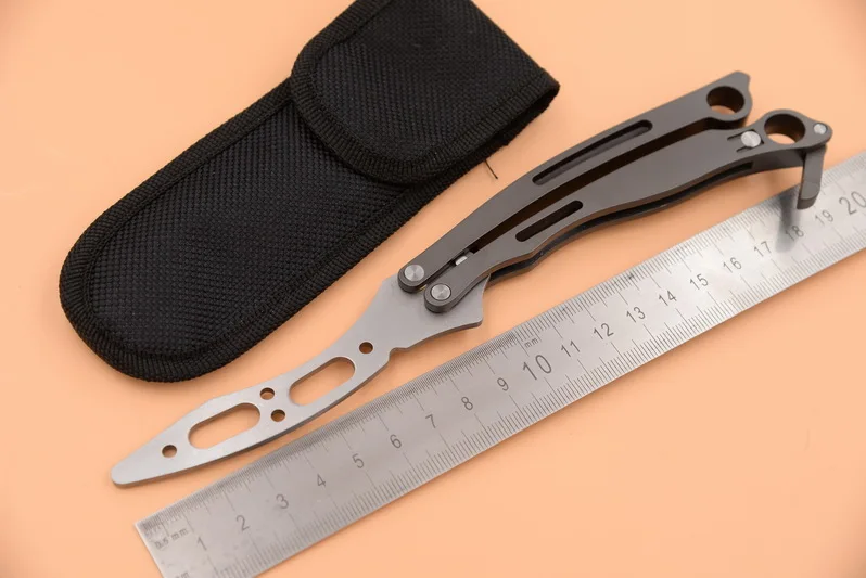 

JUFULE Made B03P 440C steel handle camp hunt survival outdoor Utility EDC tool Butterfly In folding Not edged practice knife