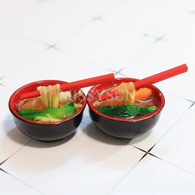 2PCS 1/6 Scale Miniature Noodles with Chopsticks Pretend Food for Doll house Kitchen for blyth bjd doll children