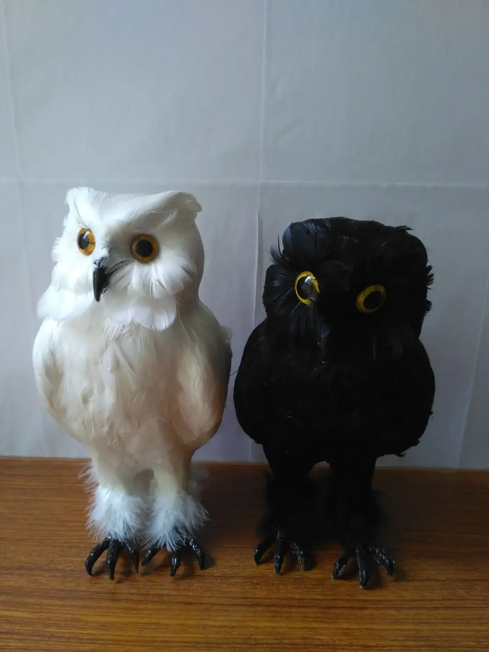 

large 17x13x28cm simulation white or black owl handicraft plastic&furs model prop,home garden decoration furnishings gift d1402