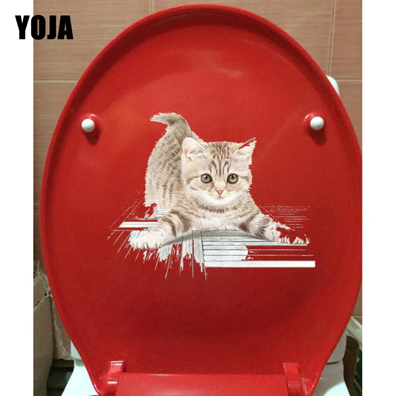 

YOJA 22.5*18.3CM Creeping Cat Fashion Kids Bedroom Wall Decor Decals Animal Toilet Sticker T1-0093