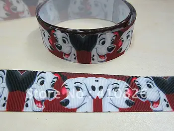 

Q&N ribbon wholesale 1"25mm white dog printed grosgrain ribbon hairbow 50yds roll free shipping