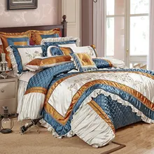 Simple dark green silk embroidered quilting 11pcs bedding bedspread linens silk/cotton fabric King Size duvet cover set bed flag bedspread ethel silk sakura size 180 220 cm faux silk 100% n e
