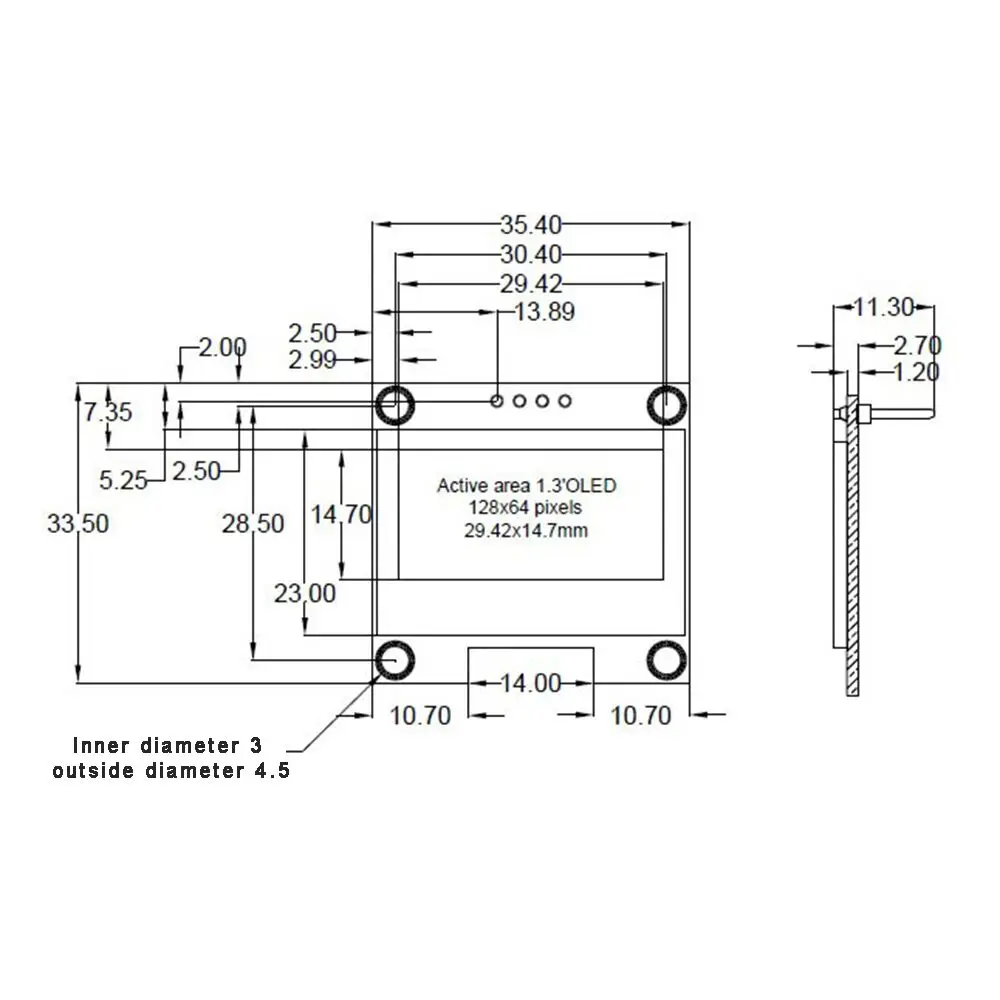 4PIN 1," O светодиодный модуль белого цвета 128X64 1,3 дюймов O светодиодный ЖК-дисплей светодиодный Дисплей модуль 1,3" IIC связи