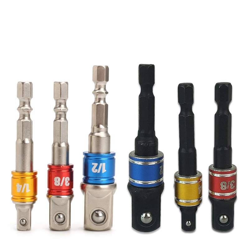 3 PCS/Set Colorfor Hexagonal Shank Square Head Socket Extension Bar Connecting Rod Sleeve Hex Universal Sleeve Connecting Rod