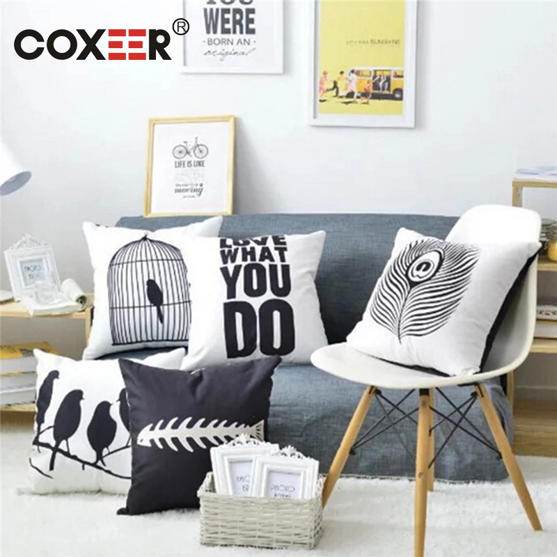 

coxeer Simple Cushion Cover Creative Square Pillowcase Cute Zebra Tower Pattern Pillow Cover Home Decoration 45x45cm Coussin New