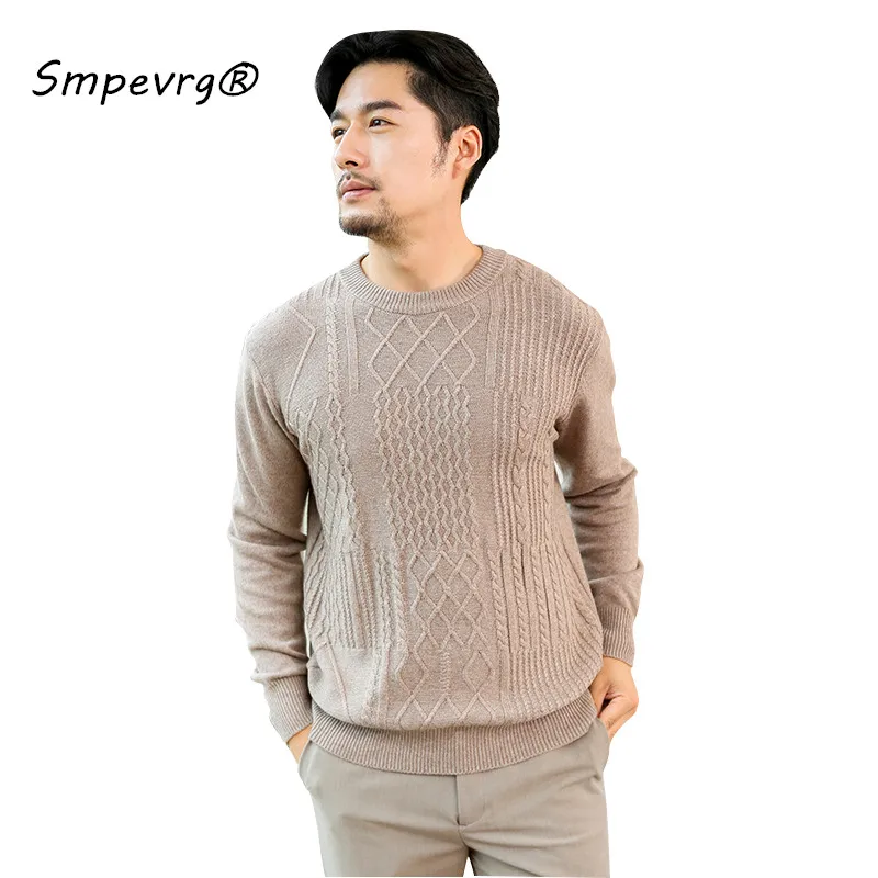 Smpevrg autumn winter cashmere sweater men pullover O-neck long sleeve thick man`s sweater knitted casual jumpers warm knit tops