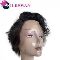 Silkswan Curly Human Hair Wig Natural Lace Front Short Pixie Cut Wig 150 Density Brazilian Hair Weave For Black Women