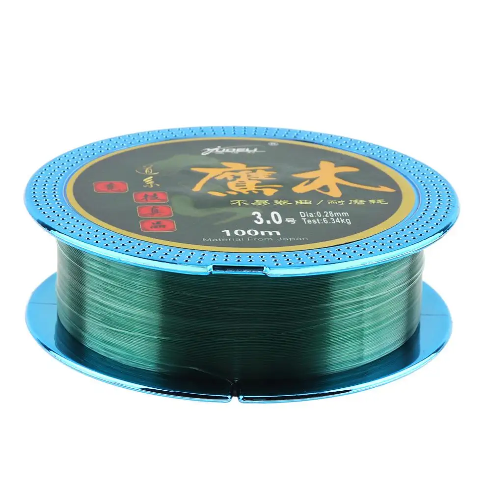 

100M 110Yards Fluorocarbon Coating Green Nylon Fishing Line 2 3 4 5 7 14 18 23LB Main Line for Rock Boat Lure Carp Fishing Wire